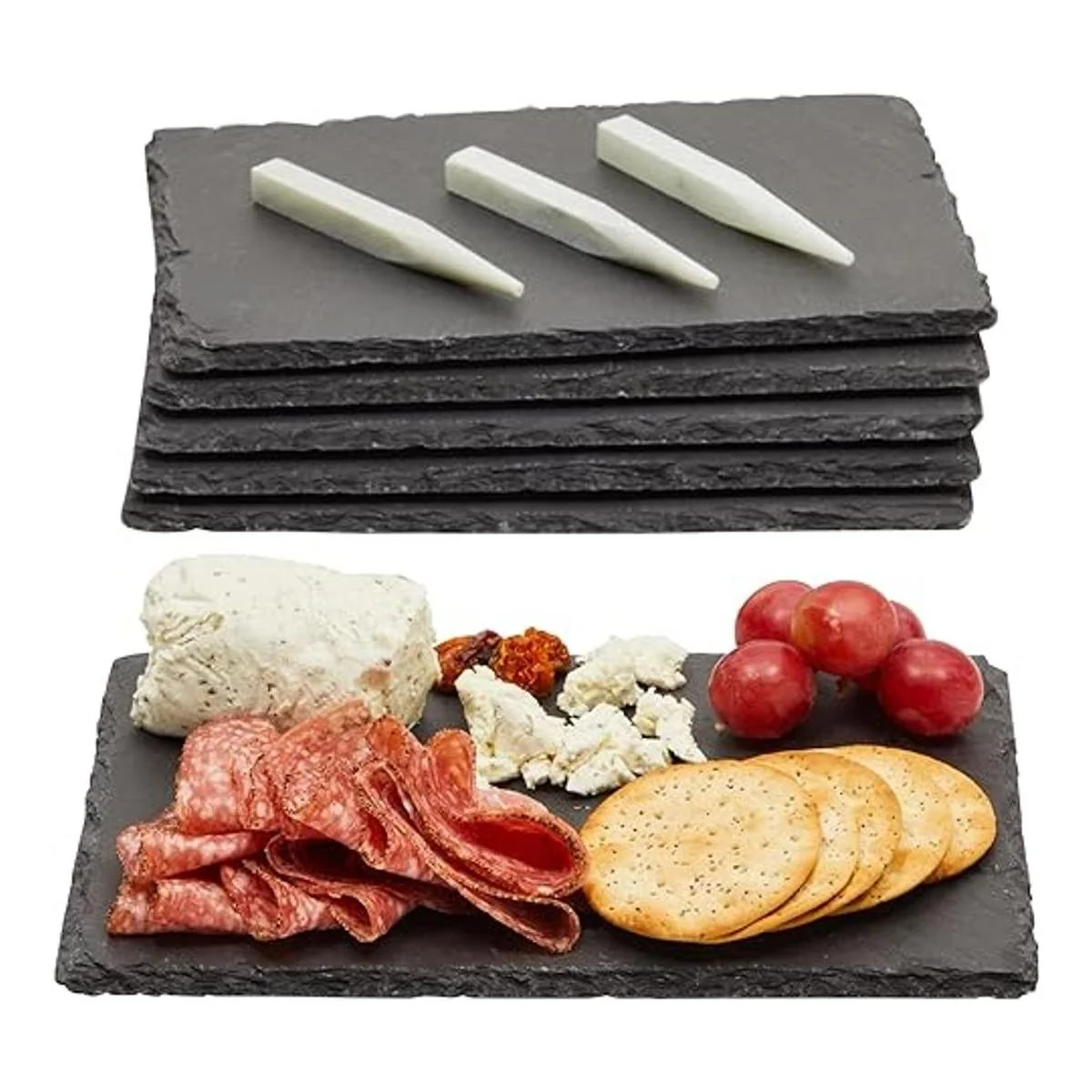 Minitablas de pizarra para servir quesos. Charolas de