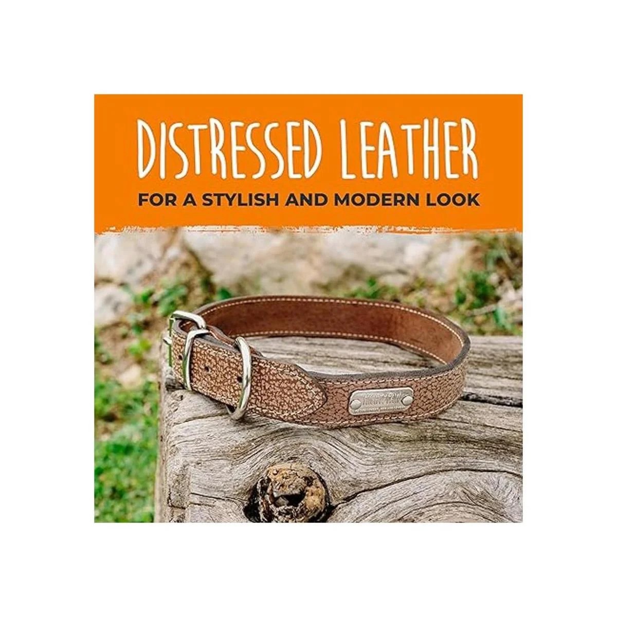 Mighty Paw Collar de cuero para perro cuero auténtico_3