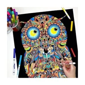 Baby Owl Fuzzy detallada de terciopelo para colorear_2