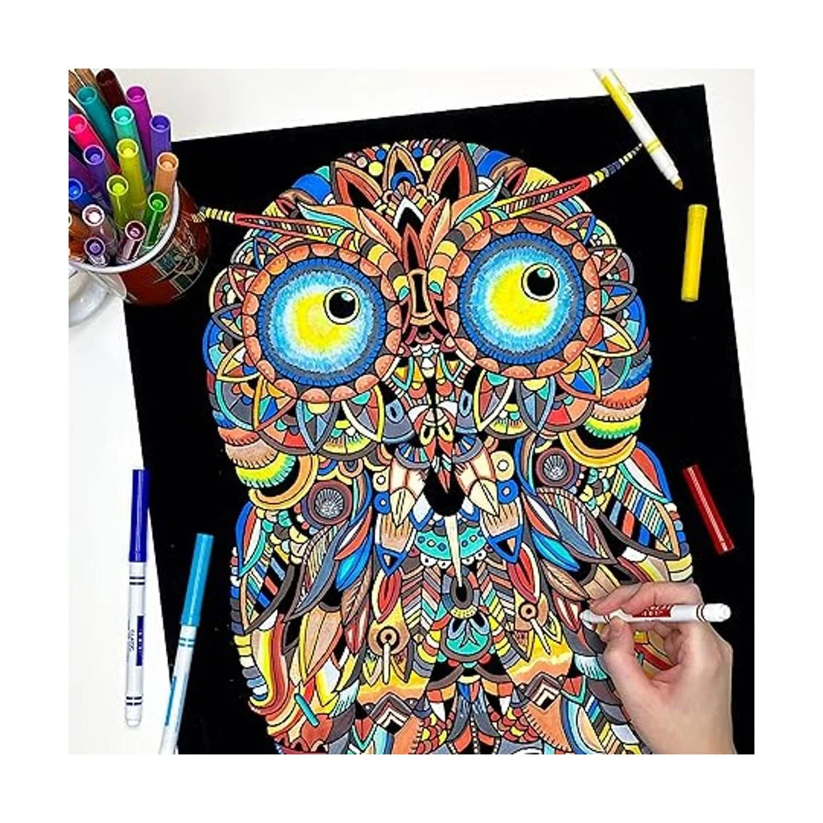 Baby Owl Fuzzy detallada de terciopelo para colorear_2