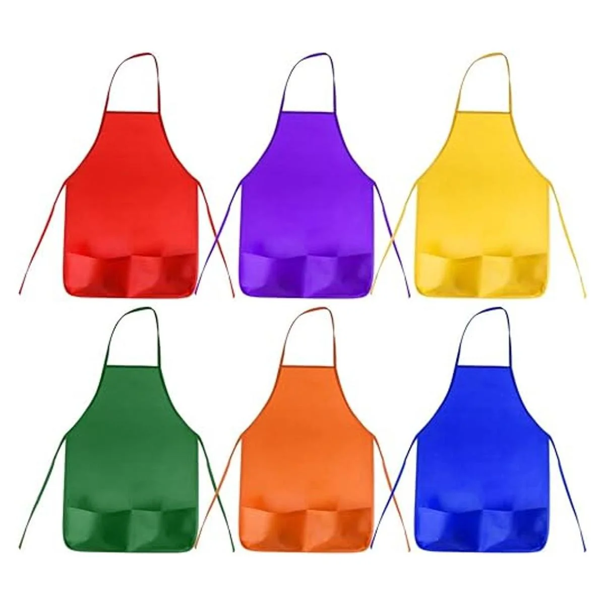 12 paquetes con 6 colores de delantales para niños para