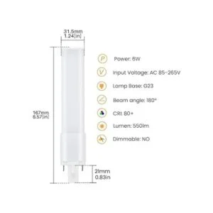 Bonlux G23 PL lámpara led LST0610CWUS 6.00watts 120.00