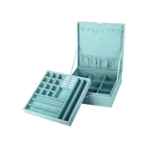 Joyero organizador de dos capas de fibra con visualización_2