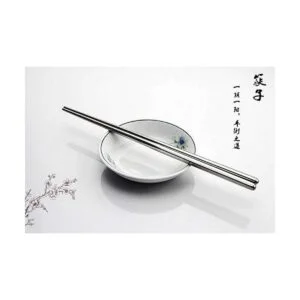 Palillos de acero inoxidable palillos de metal 10 pares_2