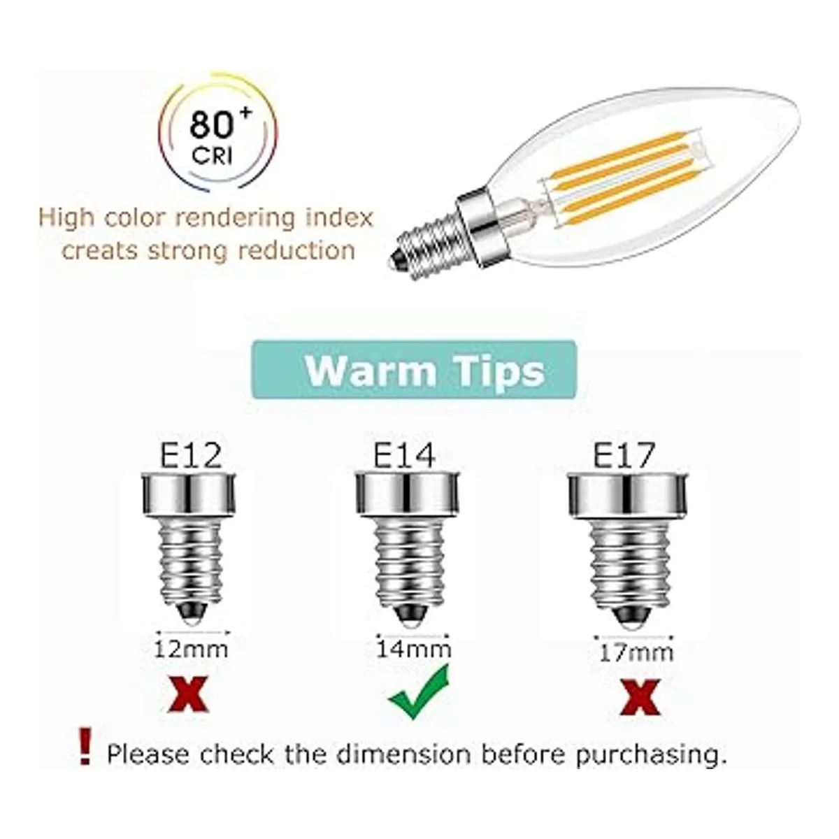 Lamsky Bombilla LED de base E14 con forma de vela de