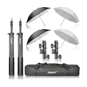 Emart Photo Studio Juego de paraguas con luz de flash_3