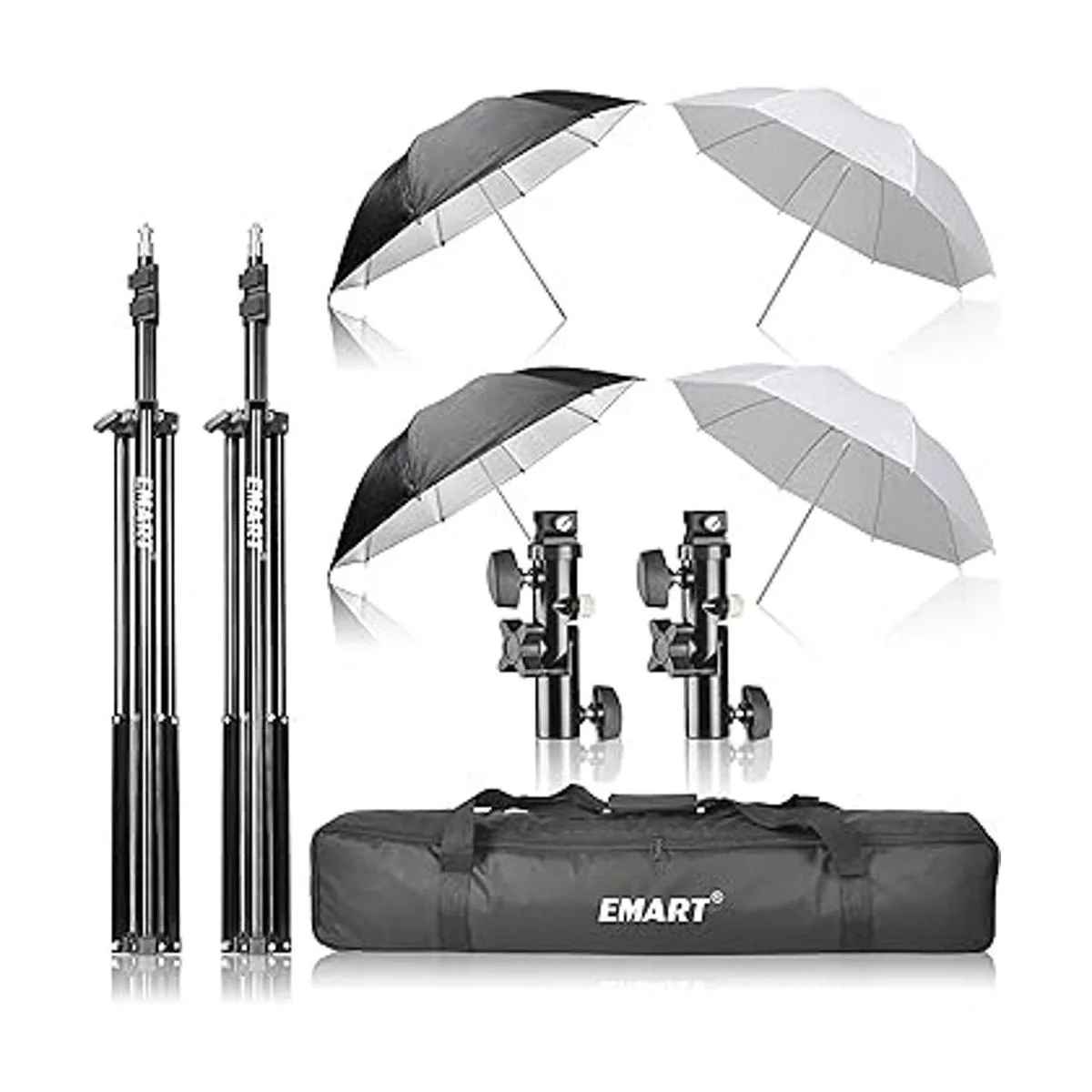 Emart Photo Studio Juego de paraguas con luz de flash_3
