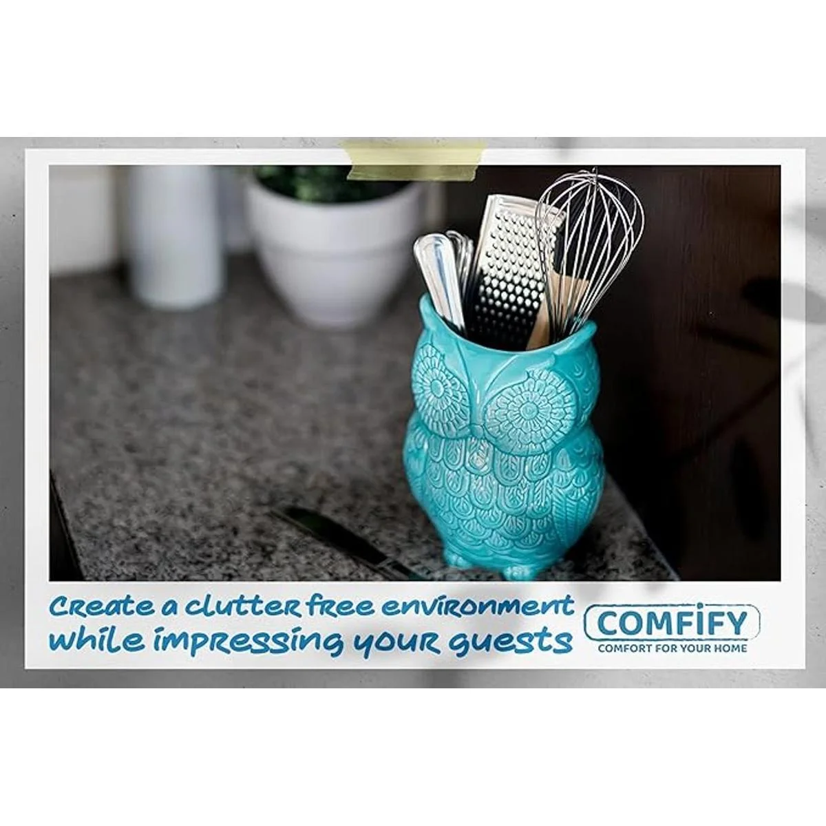 Soporte para utensilios con forma de búho de Comfify.