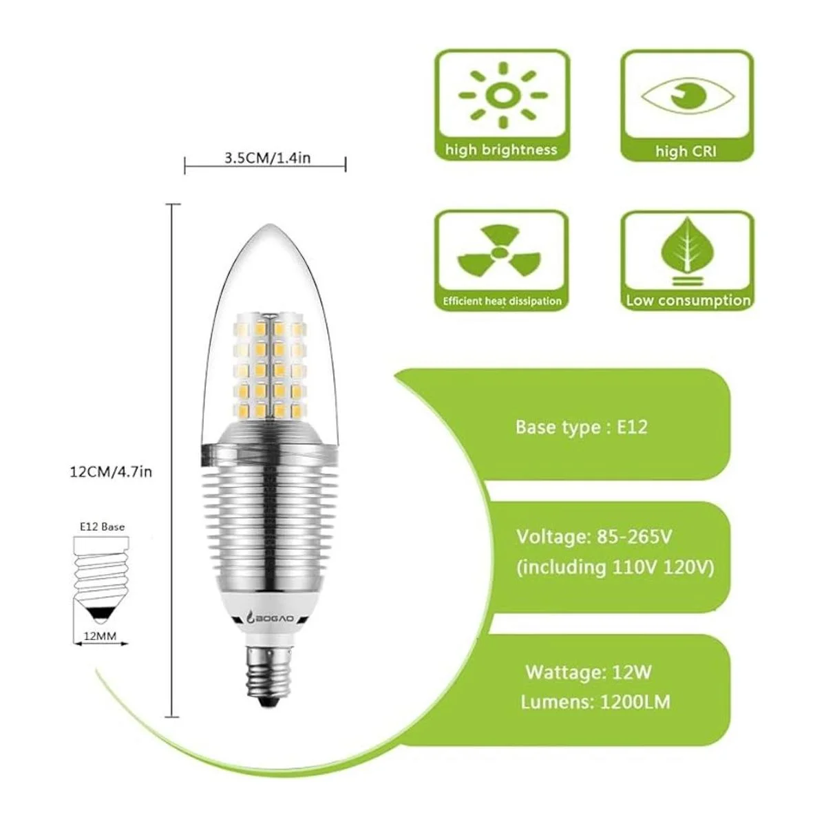 Bombilla para candelabro LED Bogao pack de 4 bombilla