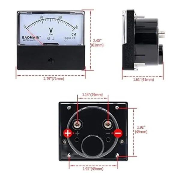 Baomain voltímetro DH670 AC 0 30 V Clase 2.5 rectangular_2