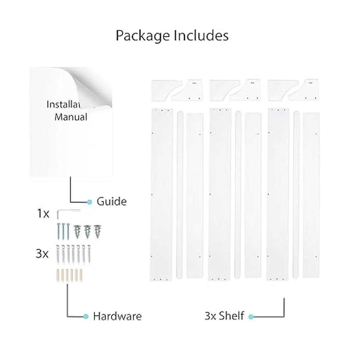 Conjunto de 3 estanterías de pared resistentes de madera