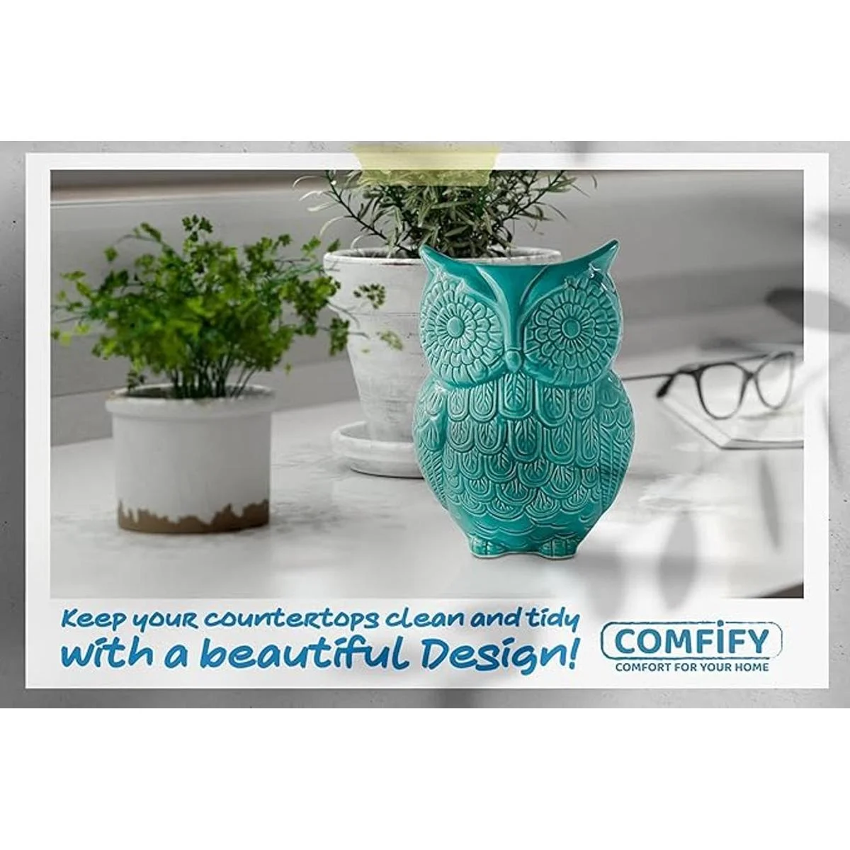 Soporte para utensilios con forma de búho de Comfify.