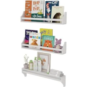 Conjunto de 3 estanterías de pared resistentes de madera