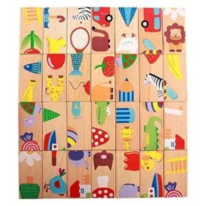 GracesDawn 28 piezas de juguete educativo de madera dominó_3