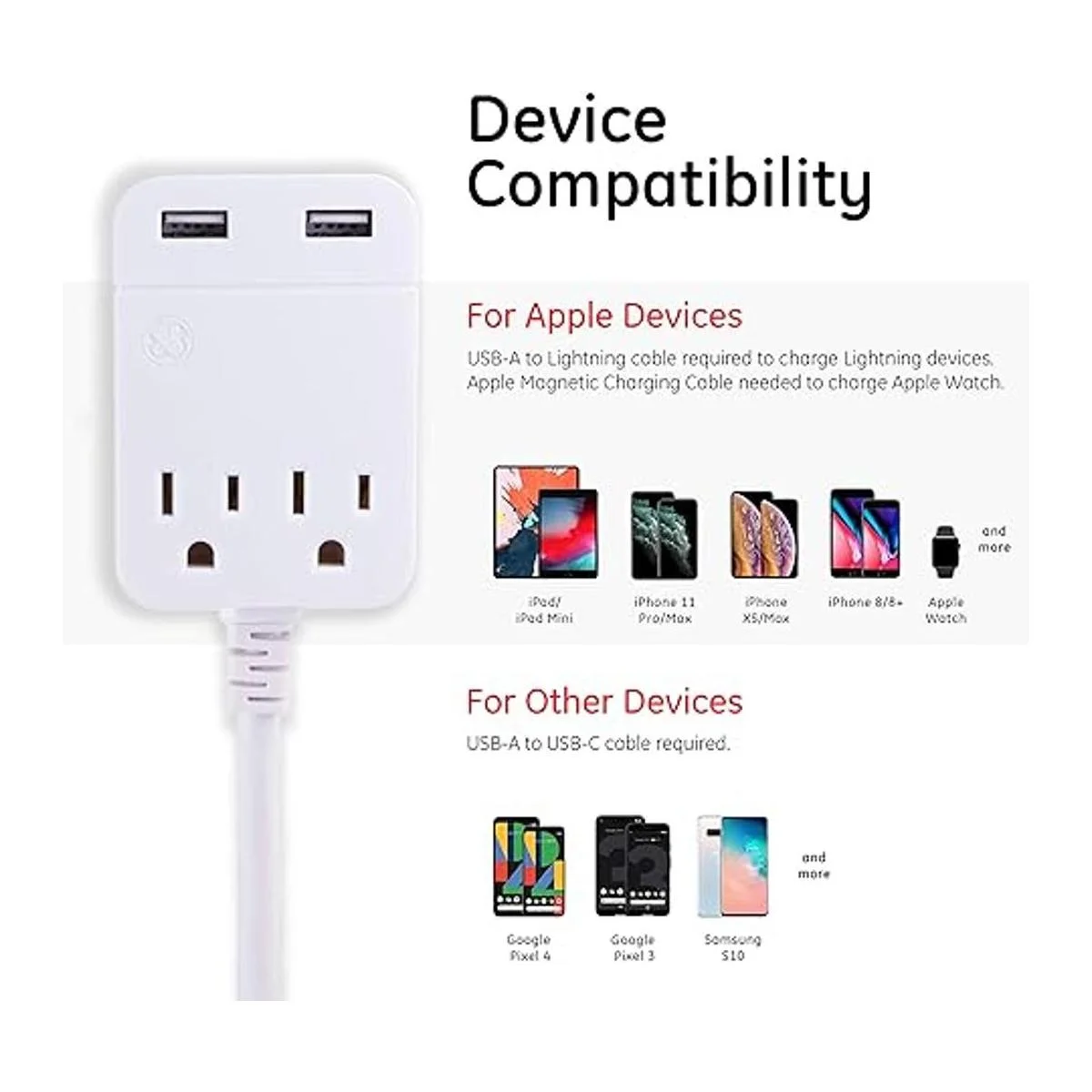 GE Pro Cable de extensión de carga USB estación de carga