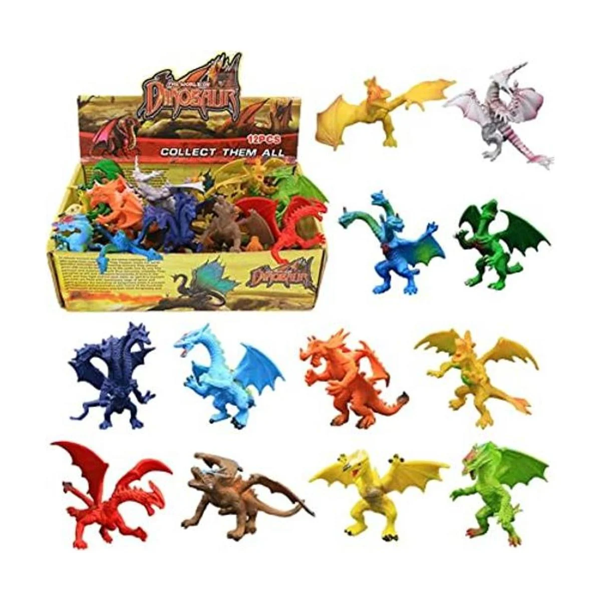 Juguetes de dragón 12 piezas surtidas de figuras de_1