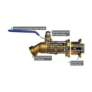 RAINPAL RBS024 Espita de barril de lluvia de latón LF
