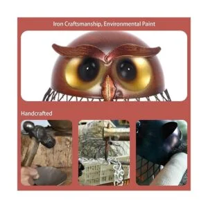 Tooarts Caja de banco de monedas de metal en forma de búho_2