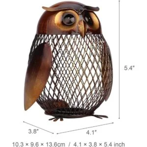 Tooarts Caja de banco de monedas de metal en forma de búho_5