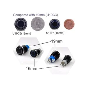 Botón interruptor momentáneo negro Ulincos U16F1 16mm_4