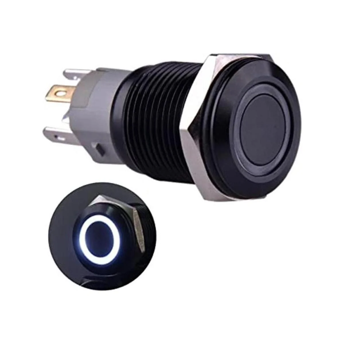 Botón interruptor momentáneo negro Ulincos U16F1 16mm_1