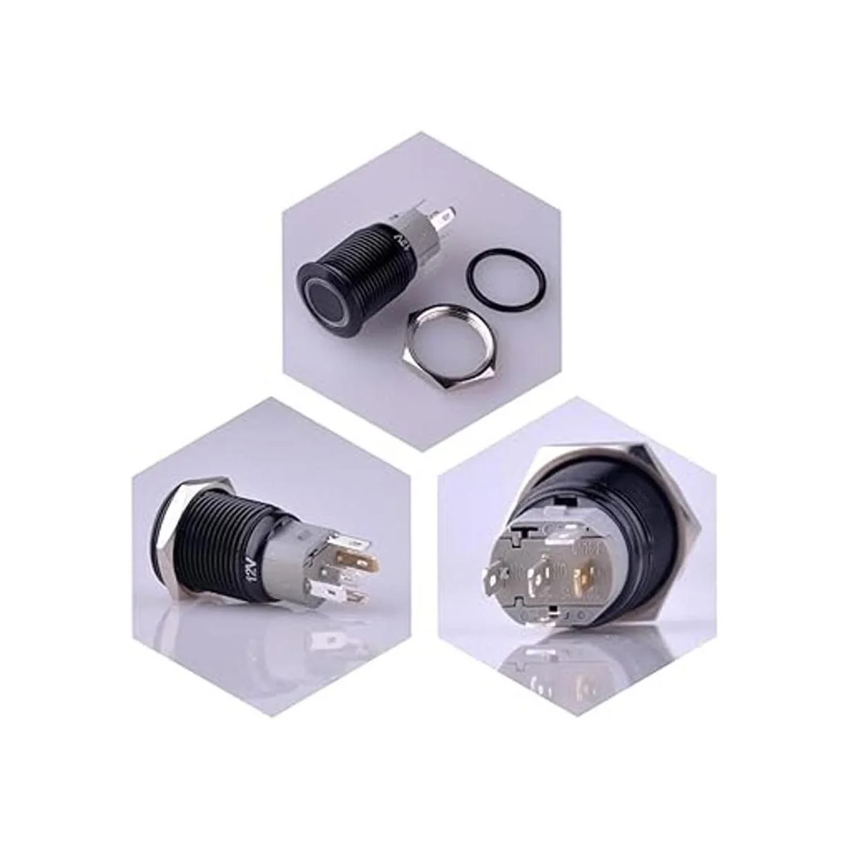 Botón interruptor momentáneo negro Ulincos U16F1 16mm_2