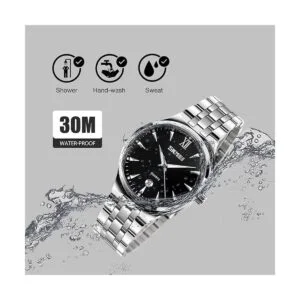 Reloj analógico de acero inoxidable para hombre reloj de