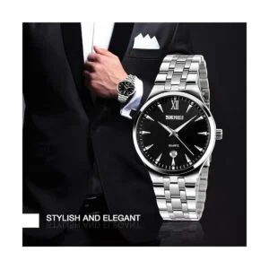 Reloj analógico de acero inoxidable para hombre reloj de