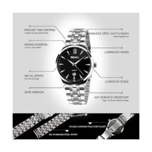 Reloj analógico de acero inoxidable para hombre reloj de