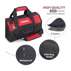 FASTPRO Bolsa de herramientas de almacenamiento abierta de