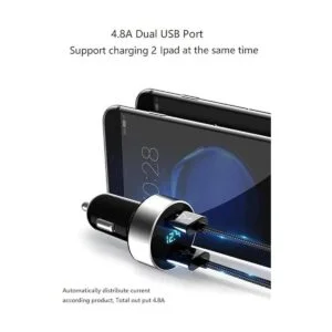 Cargador de coche USB dual salida de 4.8 A medidor de_2