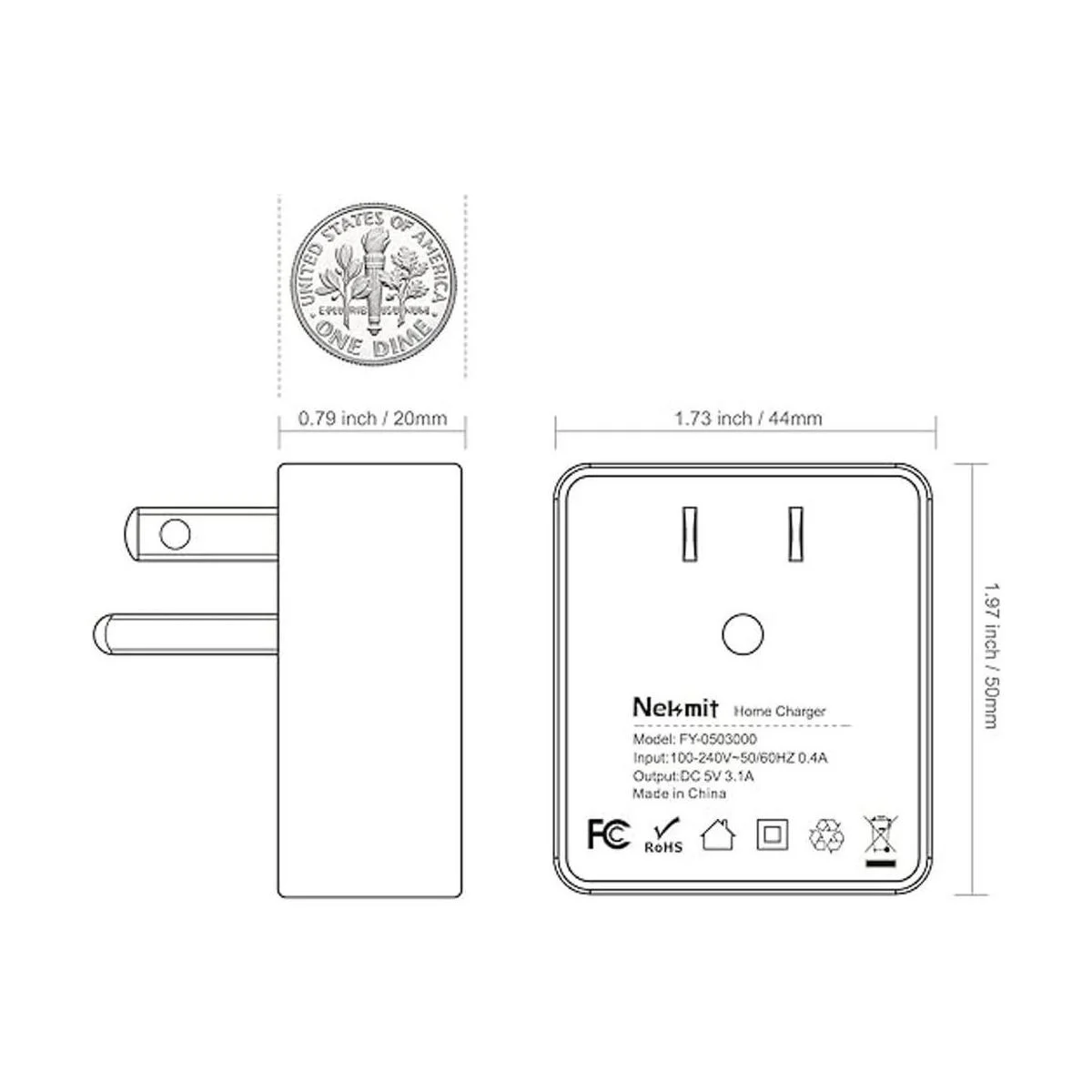 Nekmit cargador de pared USB de doble puerto muy_5