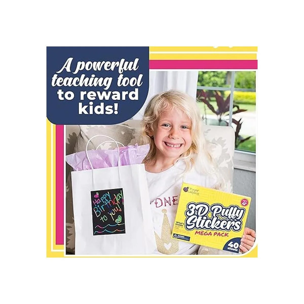 Purple Ladybug Calcomanías 3D hinchadas para niños a_2