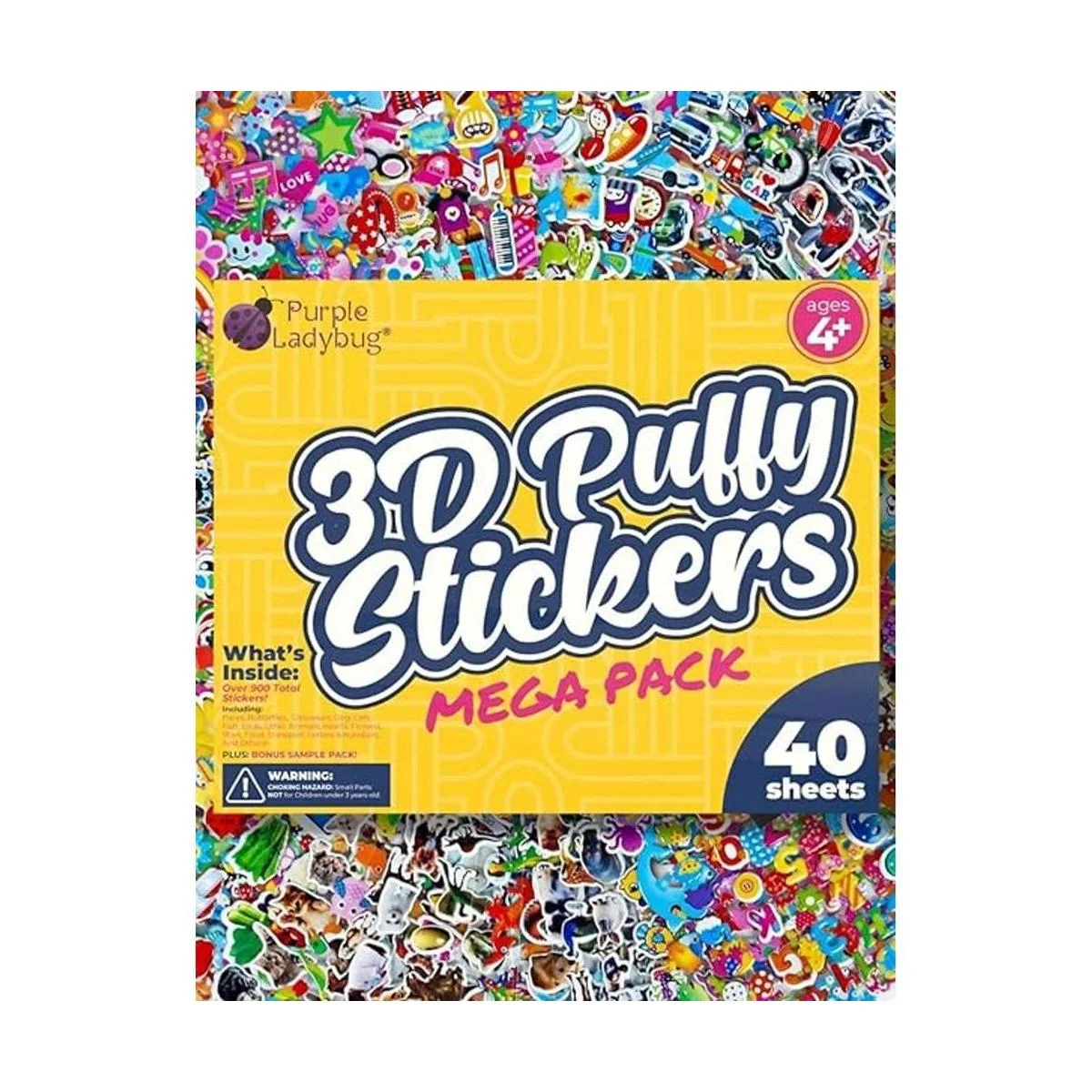 Purple Ladybug Calcomanías 3D hinchadas para niños a_1