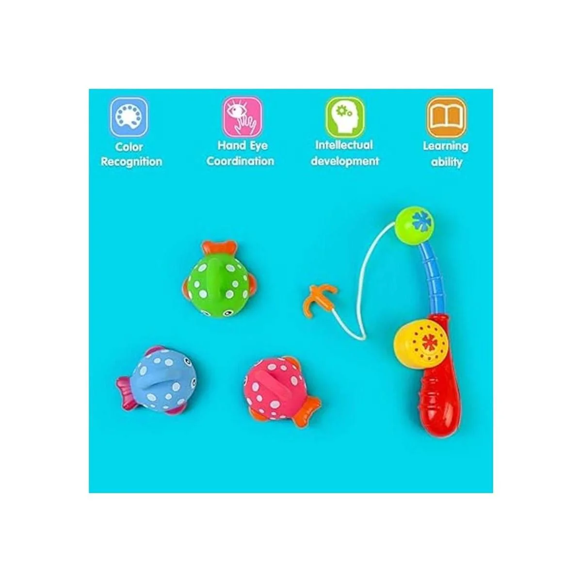 Juego de pesca para ducha y baño con lindos peces con_4