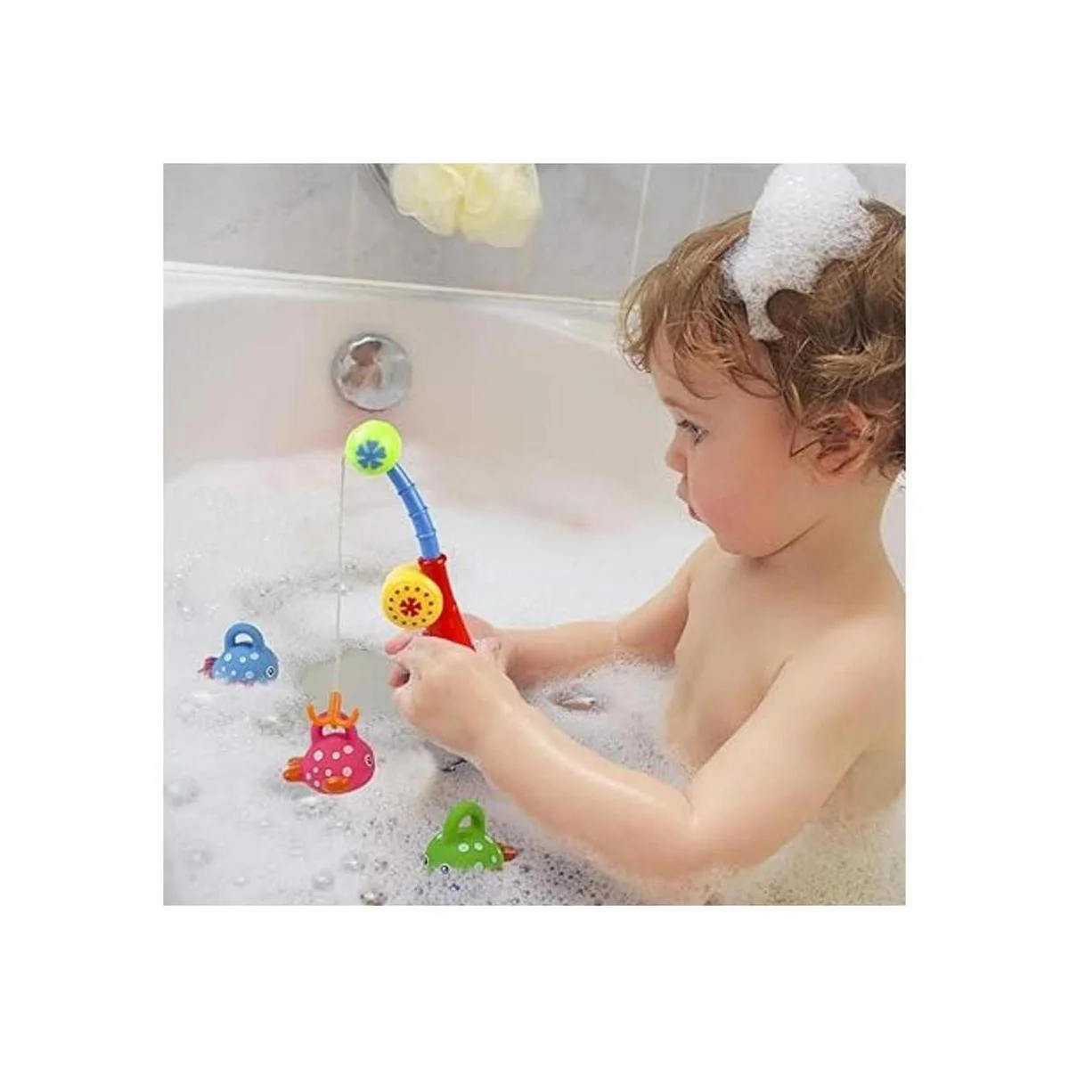 Juego de pesca para ducha y baño con lindos peces con_6