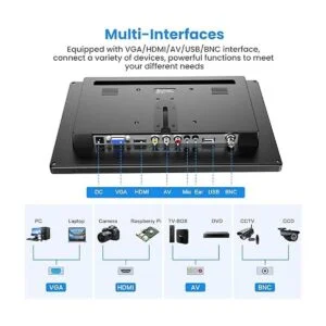 Eyoyo Monitor LCD TFT de 12 pulgadas con entrada AV HDMI_3