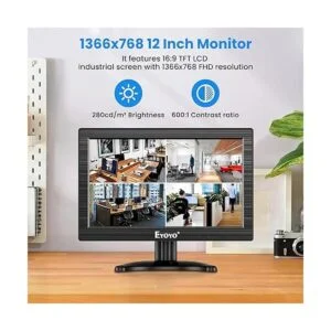 Eyoyo Monitor LCD TFT de 12 pulgadas con entrada AV HDMI_2