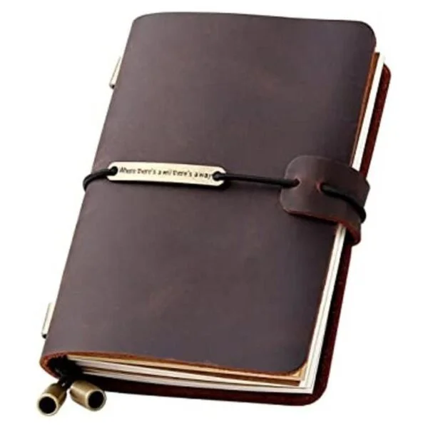 Diario de piel hecho a mano vintage cuaderno de viajero_1