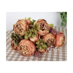 Flores artificiales de peonía Duovlo flores de seda de_3