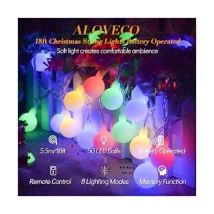 ALOVECO Cadena de luces LED de 18 pies 50 luces LED_2