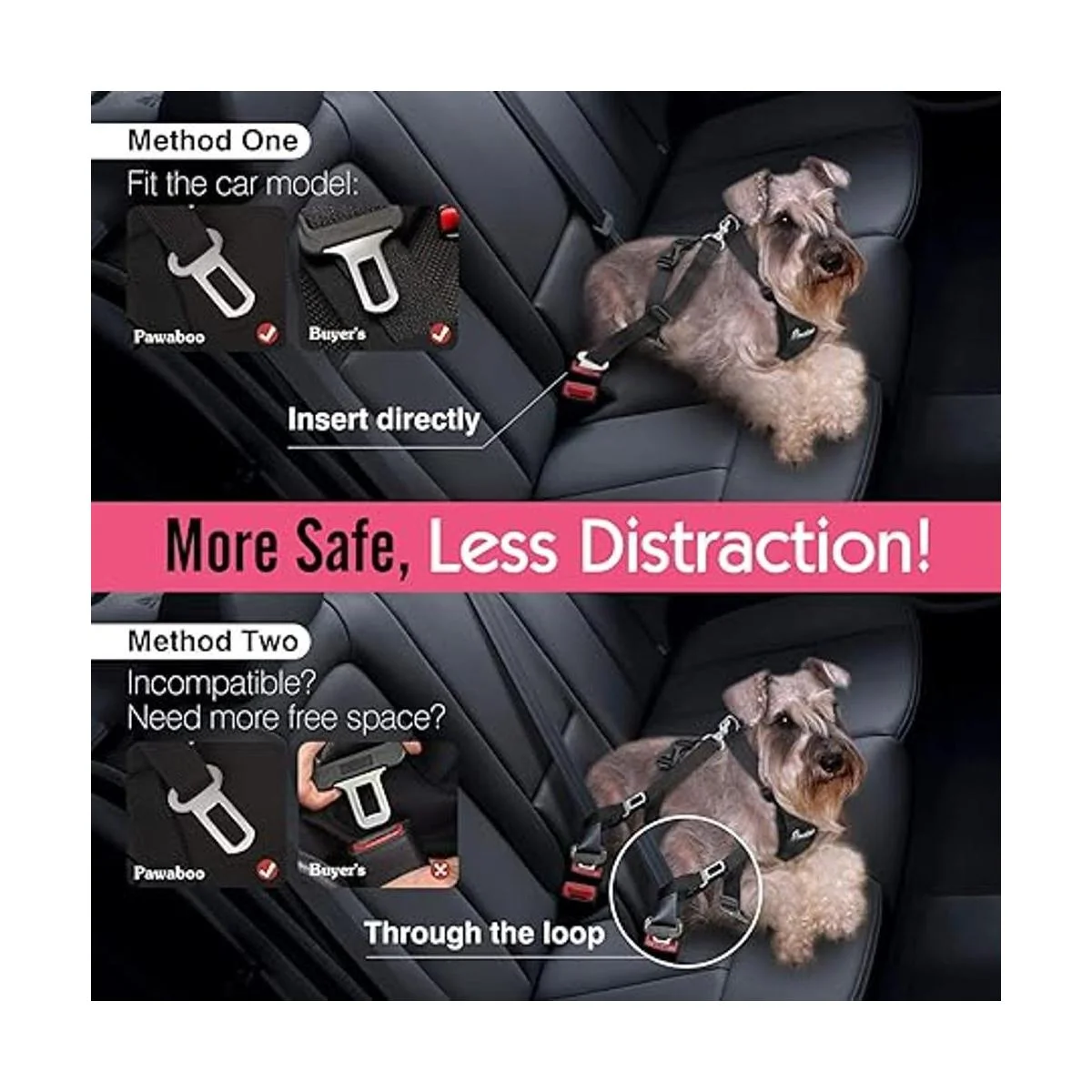 Pawaboo Chaleco arnés de seguridad para perro cinturón_2