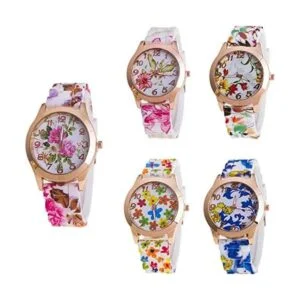 CdyBox relojes analógicos con diseño floral con correa_1