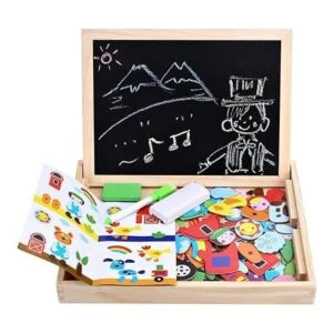 Juguete de madera pizarrón magnético de borrado en seco_4