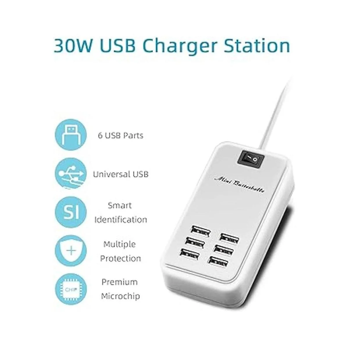 6 puertos USB cargador Hub de escritorio enchufe de EE._4