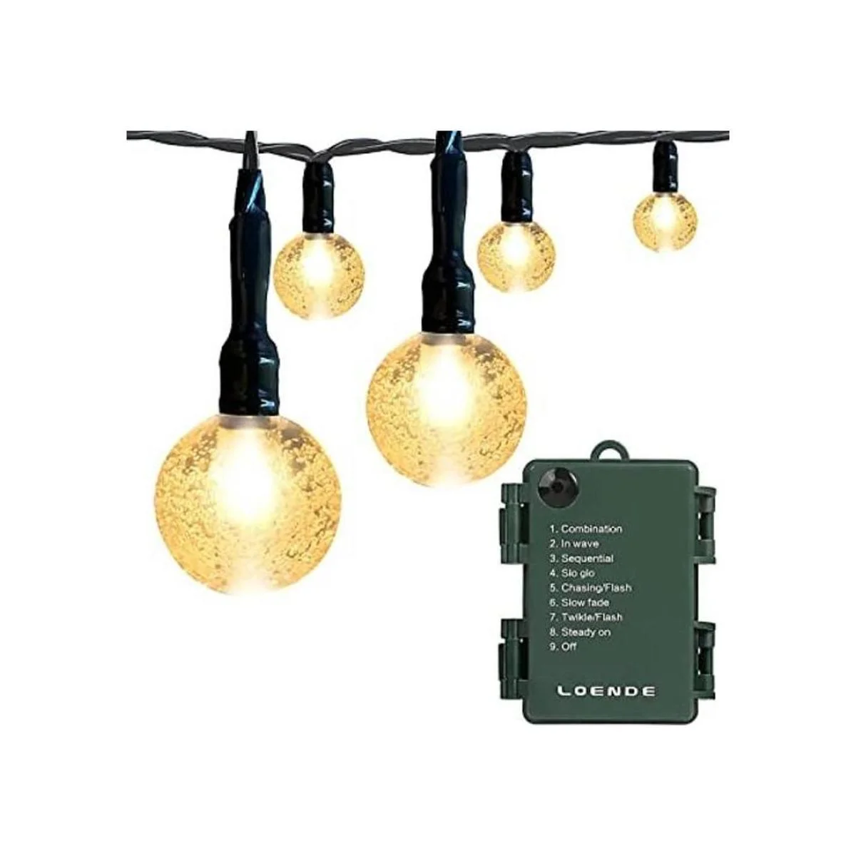 LOENDE Cadena de luces de globo de cristal de 16 pies 30