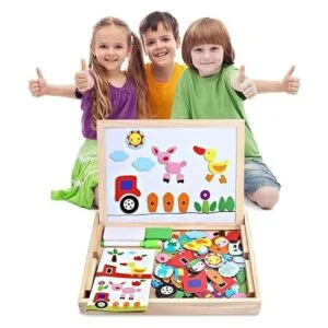 Juguete de madera pizarrón magnético de borrado en seco_2