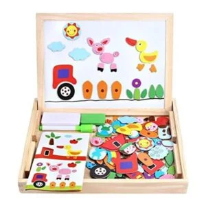 Juguete de madera pizarrón magnético de borrado en seco_1