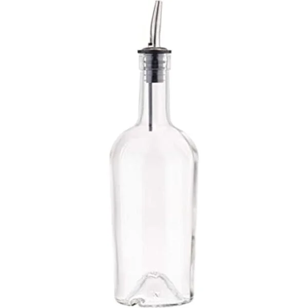 Botella de jarabe de vidrio con vertedor de acero_1