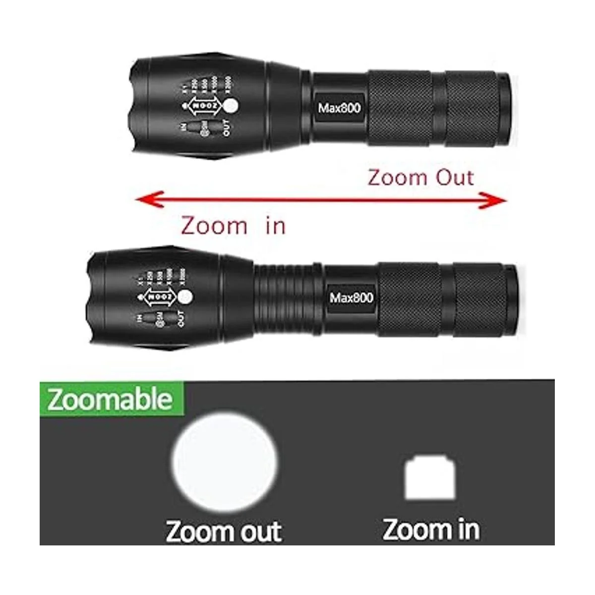 2 unidades linternas tácticas grado militar resistentes al